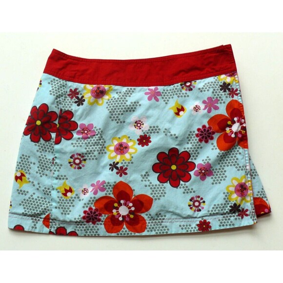 REVERSIBLE mini wrap skirt by H&M L.O.G.G. SPORT Red & Floral reverse Size S - Picture 2 of 6